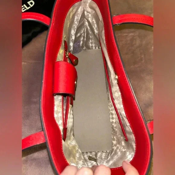 Karl Lagerfeld Red Tote Shoulder Bag - Picture 5 of 7